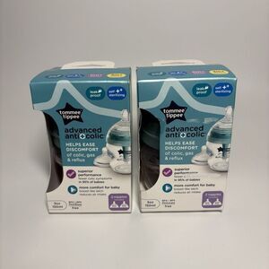 Tommee Tippee Advanced Anti-Colic 5oz Bottles 0mo+ Slow Flow & 3m+ Med Flow